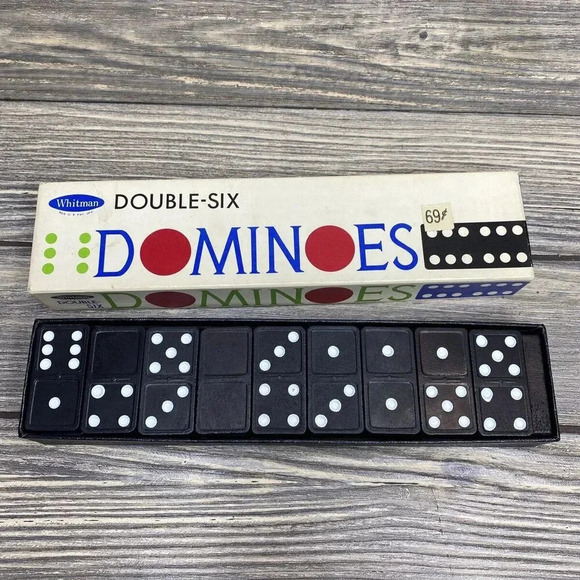 Vintage Whitman Double Six Dominoes - 28 Tiles & Box - Picture 1 of 5
